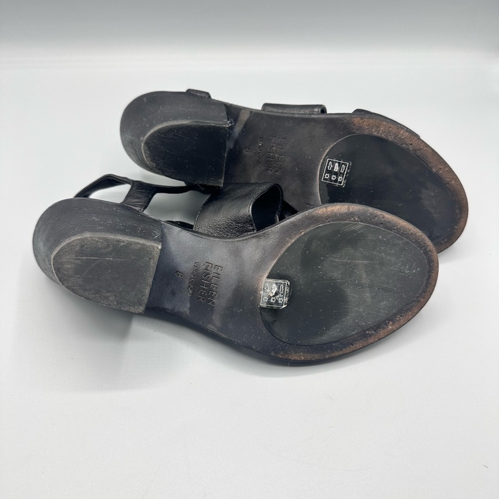 Eileen Fisher Side 8 Black “Carat” Leather Sandals - Picture 5 of 5